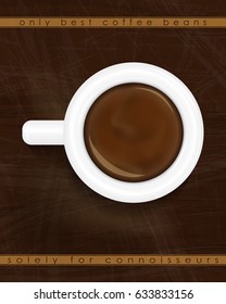 Cup of Espresso Top View. Coffee Background Design