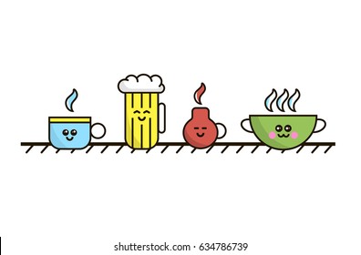 Cup faces vector icons