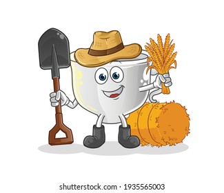 cup farmer mascot. cartoon vector