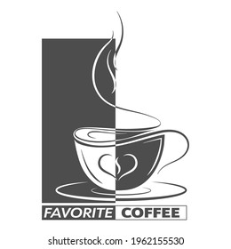 taza de CAFÉ FAVORITO. Ilustración vectorial para logotipos, marcas, etiquetas y diseños temáticos. Diseño plano.
