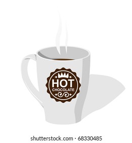 Cup With Fictional Logo - Hot Chocolate. Vector Illustration.