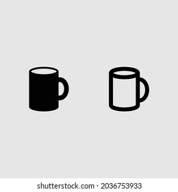 relleno de taza y conjunto de iconos de contorno de ilustración vectorial aislada