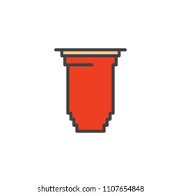 Cup filled outline icon, line vector sign, linear colorful pictogram isolated on white. Plastic cup symbol, logo illustration. Pixel perfect vector graphics