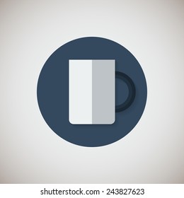 Cup flat icon. Flat design style modern vector illustration. Isolated on stylish color background. Flat long shadow icon. Elements in flat design. EPS 10.