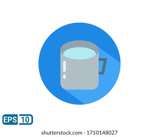 Tasse, flach, Symbol einzeln auf weißem Hintergrund. Vektorillustration-Illustration für Design-Grafik, Website, UI. EPS10 