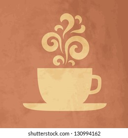 Cup with floral  vintage design elements. EPS10 vector.