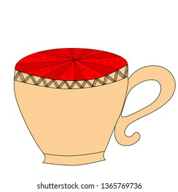 Cup with floral vintage design elements. EPS10 vector.