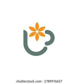 A Cup and A Flower - Lily Tea Logo. Suitable for beverage products, tea products, tea shops, cafes, etc.