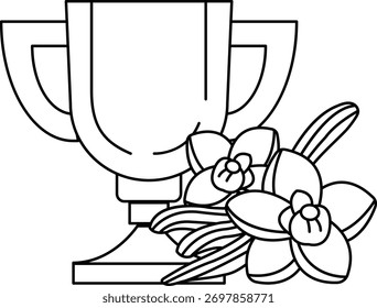 Eine Tasse mit einer Blume darauf. Die Tasse ist weiß und die Blume ist gelb