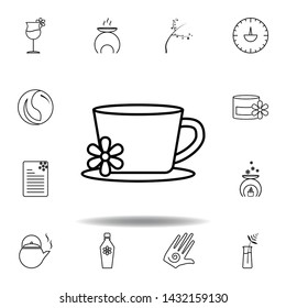cup with flower outline icon. Detailed set of spa and relax illustrations icon. Can be used for web, logo, mobile app, UI, UX