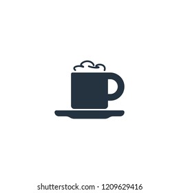 Cup with foam saucer isolated icon on white background, coffee set, logo and sign
