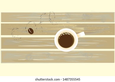 
cup of fragrant coffee on an open table