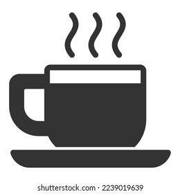 Cup of fragrant, hot coffee - icon, illustration on white background, glyph style