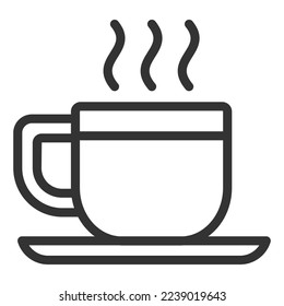 Taza de fragancia, café caliente - icono, ilustración de fondo blanco, estilo de contorno