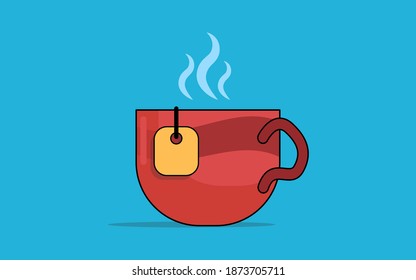 A cup of fragrant tea in a flat style. Vector illustration.