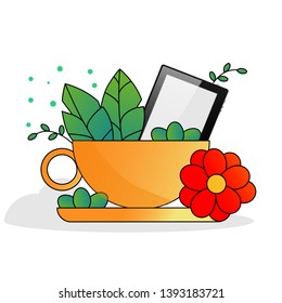 Cup of fragrant tea. Vector graphics. EPS 10