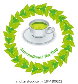 A cup in a frame of leaves