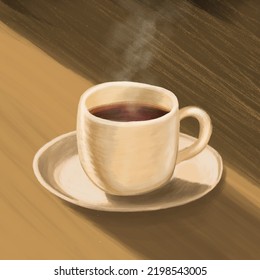 Cup of Fresh Coffee. Decorative Design for Cafeteria, Posters, Banners, Cards