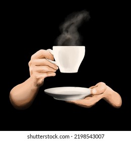 Cup of Fresh Coffee. Decorative Design for Cafeteria, Posters, Banners, Cards