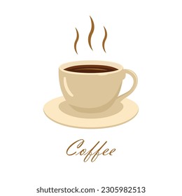 Cup of fresh coffee design vector flat modern isolated illustration