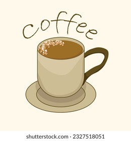 Cup of Fresh Coffee flat Style. Decorative Design for Cafeteria, Posters, Banners, Cards