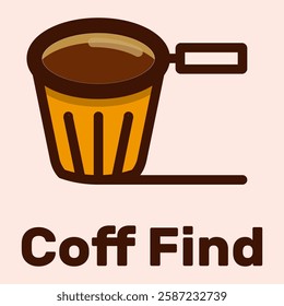 cup of fresh coffee with search icon, tea shop find logo template, drink, food, cup, mug, icon