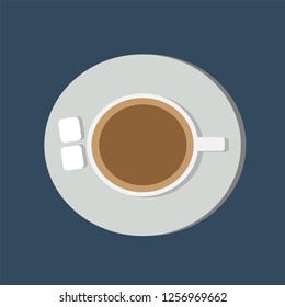 Cup of Fresh Coffee. Vector Illustration. Flat Style. Decorative Design for Cafeteria, Posters, Banners, Cards