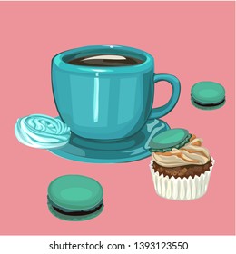 Cup of Fresh Coffee. Vector Illustration. Flat Style. Decorative Design for Cafeteria, Posters, Banners, Cards