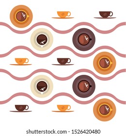 Cup of Fresh Coffee. Vector Illustration. Decorative Design for Cafeteria, Banners, Cards.