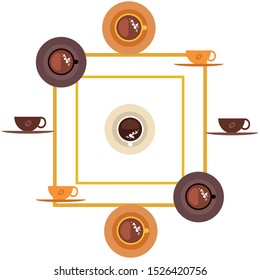 Cup of Fresh Coffee. Vector Illustration. Decorative Design for Cafeteria, Banners, Cards.