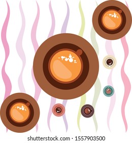 Cup of Fresh Coffee. Vector Illustration. Decorative Design for Cafeteria, Banners, Cards.