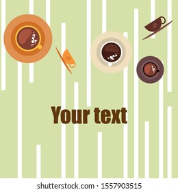 Cup of Fresh Coffee. Vector Illustration. Decorative Design for Cafeteria, Banners, Cards.