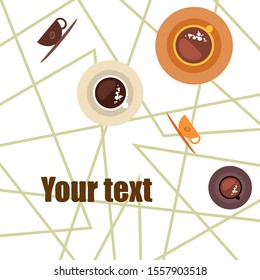 Cup of Fresh Coffee. Vector Illustration. Decorative Design for Cafeteria, Banners, Cards.