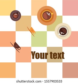 Cup of Fresh Coffee. Vector Illustration. Decorative Design for Cafeteria, Banners, Cards.