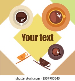 Cup of Fresh Coffee. Vector Illustration. Decorative Design for Cafeteria, Banners, Cards.