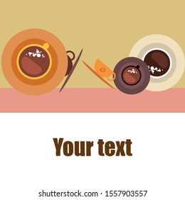 Cup of Fresh Coffee. Vector Illustration. Decorative Design for Cafeteria, Banners, Cards.