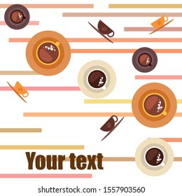 Cup of Fresh Coffee. Vector Illustration. Decorative Design for Cafeteria, Banners, Cards.