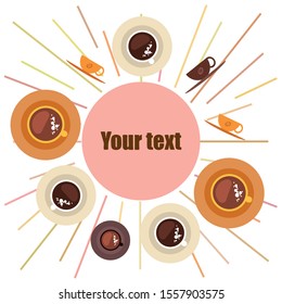 Cup of Fresh Coffee. Vector Illustration. Decorative Design for Cafeteria, Banners, Cards.