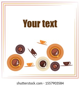 Cup of Fresh Coffee. Vector Illustration. Decorative Design for Cafeteria, Banners, Cards.