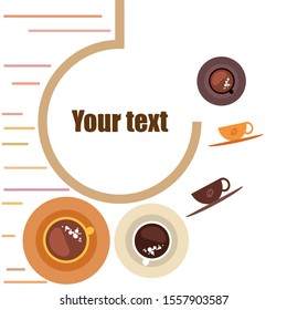 Cup of Fresh Coffee. Vector Illustration. Decorative Design for Cafeteria, Banners, Cards.