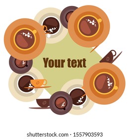 Cup of Fresh Coffee. Vector Illustration. Decorative Design for Cafeteria, Banners, Cards.