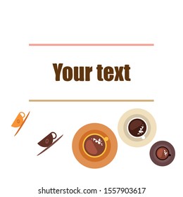 Cup of Fresh Coffee. Vector Illustration. Decorative Design for Cafeteria, Banners, Cards.