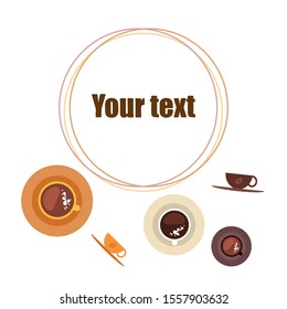 Cup of Fresh Coffee. Vector Illustration. Decorative Design for Cafeteria, Banners, Cards.
