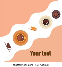 Cup of Fresh Coffee. Vector Illustration. Decorative Design for Cafeteria, Banners, Cards.