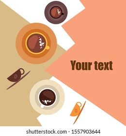 Cup of Fresh Coffee. Vector Illustration. Decorative Design for Cafeteria, Banners, Cards.