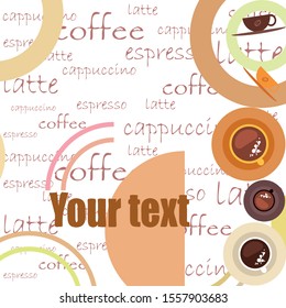 Cup of Fresh Coffee. Vector Illustration. Decorative Design for Cafeteria, Banners, Cards.