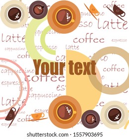 Cup of Fresh Coffee. Vector Illustration. Decorative Design for Cafeteria, Banners, Cards.