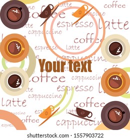 Cup of Fresh Coffee. Vector Illustration. Decorative Design for Cafeteria, Banners, Cards.