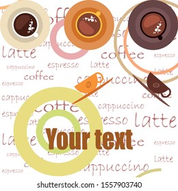 Cup of Fresh Coffee. Vector Illustration. Decorative Design for Cafeteria, Banners, Cards.
