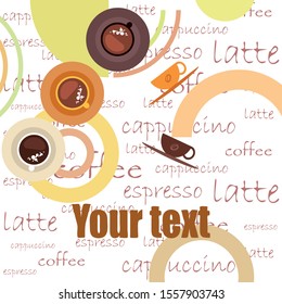 Cup of Fresh Coffee. Vector Illustration. Decorative Design for Cafeteria, Banners, Cards.